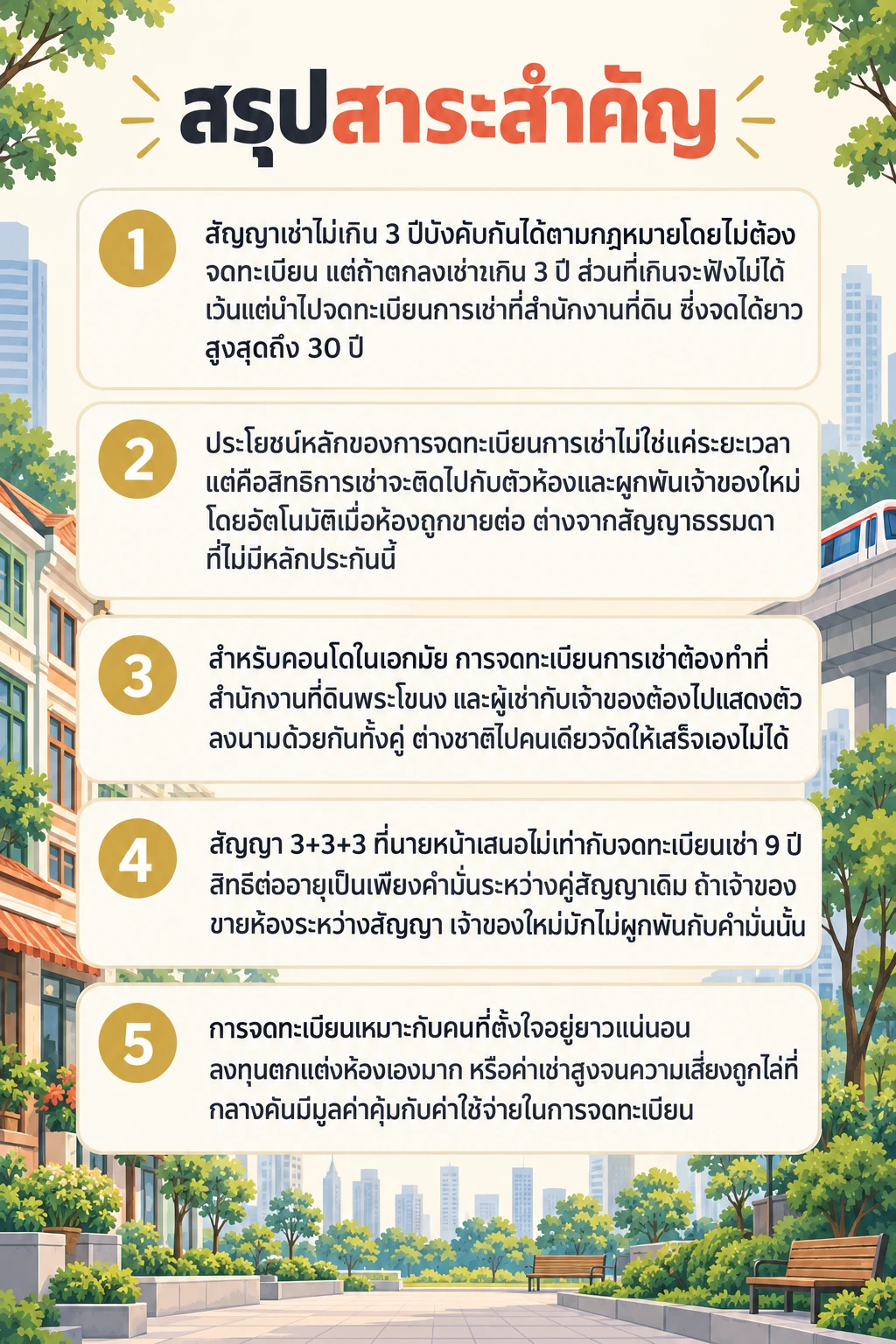 อินโฟกราฟิกสรุปข้อมูล ต่างชาติเช่าคอนโดเอกมัยระยะยาว จดทะเบียนการเช่า 3 ปีขึ้นไปคุ้มไหม